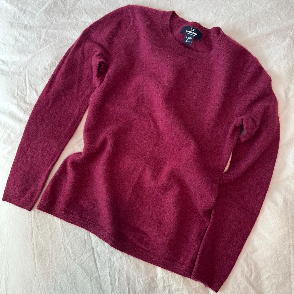 Lands End Cashmere Crewneck Sweater size XSP in Festive Magenta